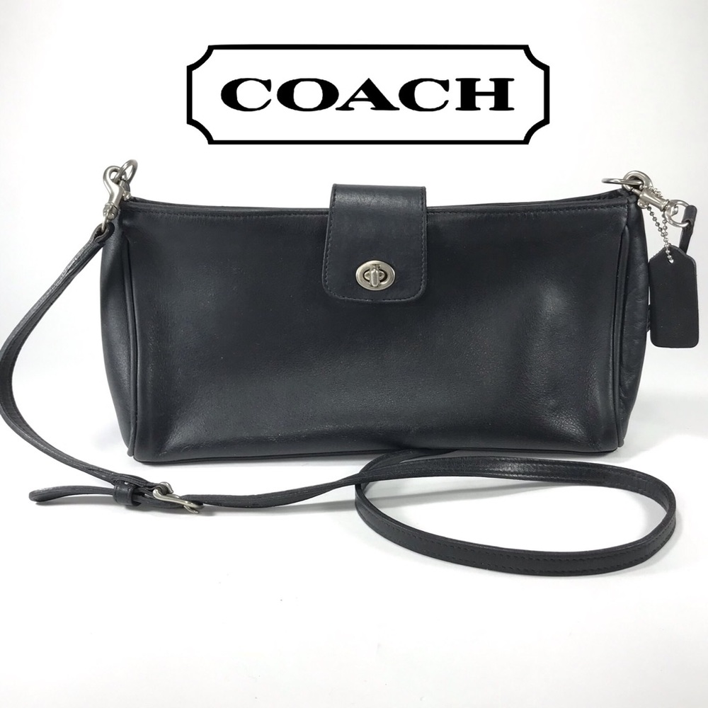 Vtg 90s COACH 9818 Black Leather Demi Black Purse